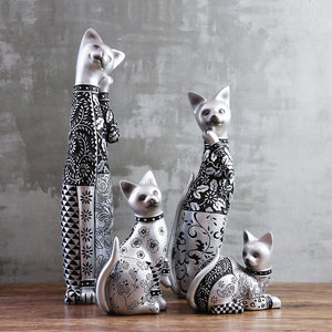Silver Resin Hand Carved Cat Figurines In 4 Different Styles And Sizes, available exclusively on Shahi Sajawat India, the world of home decor products. Best trendy home decor, living room, kitchen and bathroom decor ideas of 2019.