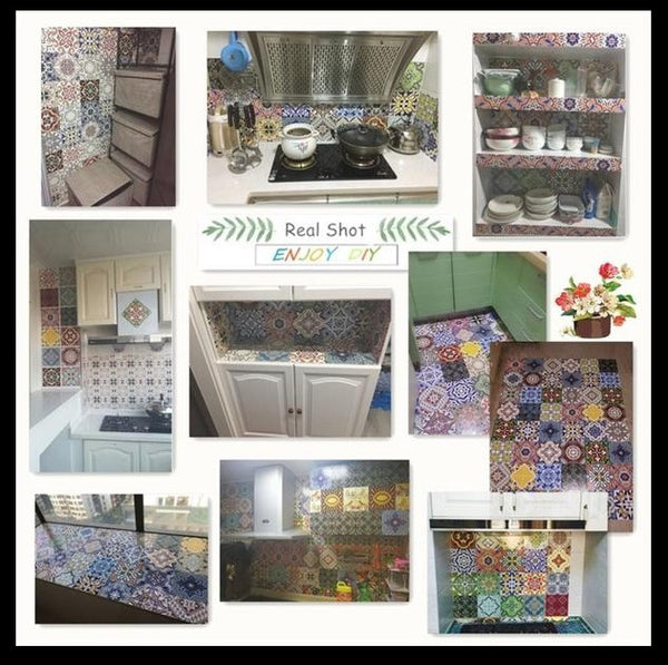 DIY Multicoloured Self Adhesive PVC Tile Stickers Of Size 20×20cm (7.87 × 7.87") is  Heat Resistant, Corrosion Resistant,Waterproof, Mildew Proof, Easy to Clean, Reusable, Easy to Install, Non-toxic,available exclusively on Shahi Sajawat India,the world of home decor products.Best trendy home decor living room room,kitchen and bathroom decor ideas of 2020.