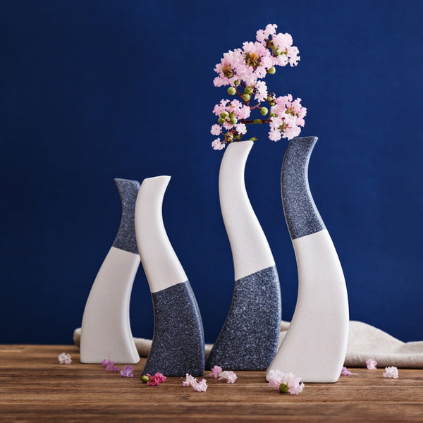 Blue/White Snowflake Glazed Ceramic Tabletop Vases Of Large Size (24×7cm) and Small Size ( 20×6.3cm), available exclusively on Shahi Sajawat India,the world of home decor products.Best trendy home decor, living room and kitchen decor ideas of 2019.