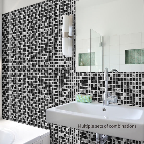 DIY Black Self Adhesive PVC Mosaic Tile Stickers In Sizes 15x15cm/20x20cm are Pearl Gloss Finished,Waterproof,Oil proof,Mildew,Moisture proof, applicable on almost all smooth surfaces,available exclusively on Shahi Sajawat India, the world of home decor products.Best trendy home decor and living room,kitchen,bathroom decor ideas of 2020. 