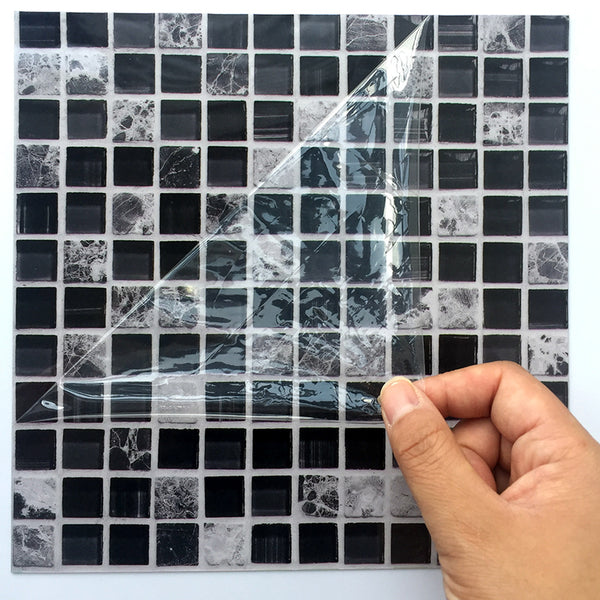 DIY Black Self Adhesive PVC Mosaic Tile Stickers In Sizes 15x15cm/20x20cm are Pearl Gloss Finished,Waterproof,Oil proof,Mildew,Moisture proof, applicable on almost all smooth surfaces,available exclusively on Shahi Sajawat India, the world of home decor products.Best trendy home decor and living room,kitchen,bathroom decor ideas of 2020.