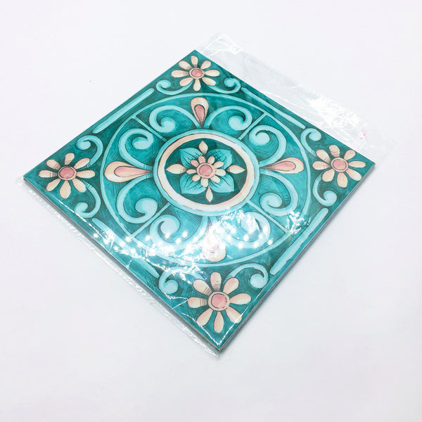 DIY Turqoise Self Adhesive PVC Tile stickers are eco-friendly,pearl gloss finished, mandala patterned,are waterproof,oil proof,available exclusively on Shahi Sajawat India,the world of home decor products.Best trendy home decor,living room,kitchen and bathroom decor ideas of 2020.
