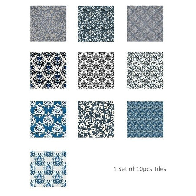 DIY Blue Floral Motif PVC Self Adhesive Wall Tile Stickers Are Eco-friendly, Smooth surfaced, waterproof, formaldehyde-free,extra thick, removable,available exclusively on Shahi Sajawat India, the world of home decor products.Best trendy home decor, living room, kitchen and bathroom decor ideas of 2020.