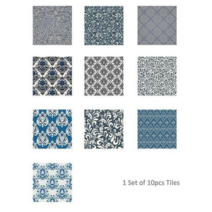DIY Blue Floral Motif PVC Self Adhesive Wall Tile Stickers Are Eco-friendly, Smooth surfaced, waterproof, formaldehyde-free,extra thick, removable,available exclusively on Shahi Sajawat India, the world of home decor products.Best trendy home decor, living room, kitchen and bathroom decor ideas of 2020.