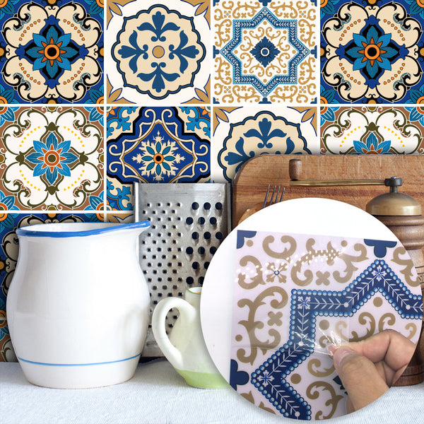 DIY Multicoloured Self Adhesive PVC Moroccan Style Tile stickers are eco-friendly, pearl gloss finished, are waterproof, oil proof, available exclusively on Shahi Sajawat India,the world of home decor products.Best trendy home decor, living room, kitchen and bathroom decor ideas of 2020.