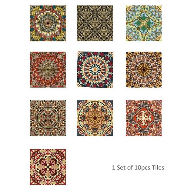 DIY Orange Mandala Patterned Self Adhesive PVC Wall Tile Stickers Are Eco-friendly, Smooth surfaced, waterproof, formaldehyde-free, removable, available exclusively on Shahi Sajawat India, the world of home decor products. Best trendy home decor, living room, kitchen and bathroom decor ideas of 2020.