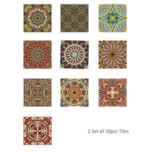 DIY Orange Mandala Patterned Self Adhesive PVC Wall Tile Stickers Are Eco-friendly, Smooth surfaced, waterproof, formaldehyde-free, removable, available exclusively on Shahi Sajawat India, the world of home decor products. Best trendy home decor, living room, kitchen and bathroom decor ideas of 2020.