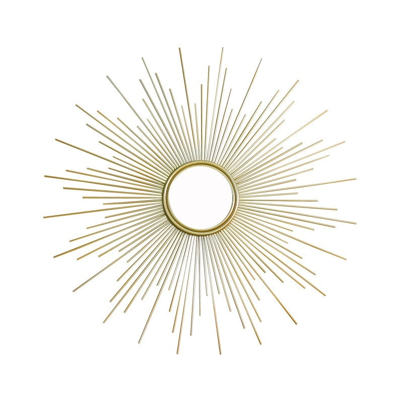Large Golden Sunburst Metal Wall Mirror Made Of Quality Tempered Glass In 3 Size Options Of 60, 80 and 100cm, available exclusively on Shahi Sajawat India, the world of home decor products.Best trendy home decor, living room and kitchen decor ideas of 2019.