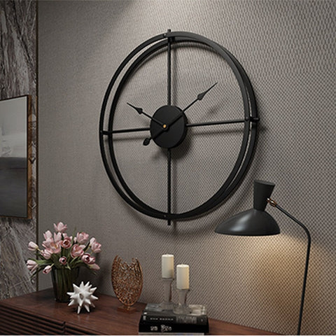 Large Black Circular Metal Mechanical Wall Clocks of diameter 40cm with display type of needle,1×AA Carbon Battery Operated,abstract patterned,single face form, available exclusively on Shahi Sajawat India, the world of home decor products.Best trendy home decor, living room and kitchen decor ideas of 2020.
