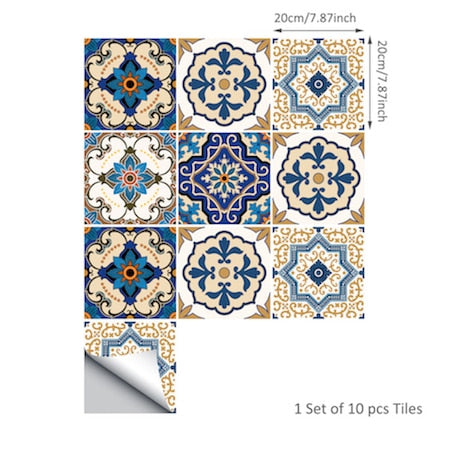 DIY Multicoloured Self Adhesive PVC Moroccan Style Tile stickers are eco-friendly, pearl gloss finished, are waterproof, oil proof, available exclusively on Shahi Sajawat India,the world of home decor products.Best trendy home decor, living room, kitchen and bathroom decor ideas of 2020.