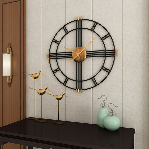 Large Black Wrought Iron Circular, Quartz Wall Clock of 50 & 60cm diameter with needle display, 9mm sheet of wall clock type and single face form, is abstract patterned and modern in style, available exclusively on Shahi Sajawat India, the world of home decor products.Best trendy home decor, living room and kitchen decor ideas of 2020.