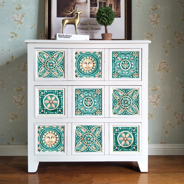 DIY Turqoise Self Adhesive PVC Tile stickers are eco-friendly,pearl gloss finished, mandala patterned,are waterproof,oil proof,available exclusively on Shahi Sajawat India,the world of home decor products.Best trendy home decor,living room,kitchen and bathroom decor ideas of 2020.