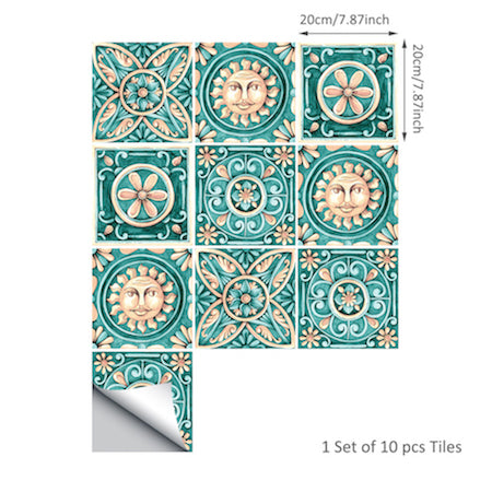 DIY Turqoise Self Adhesive PVC Tile stickers are eco-friendly,pearl gloss finished, mandala patterned,are waterproof,oil proof,available exclusively on Shahi Sajawat India,the world of home decor products.Best trendy home decor,living room,kitchen and bathroom decor ideas of 2020.